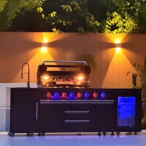 Ensemble de cuisine extérieure moderne haut de gamme avec livraison en 7 jours, en acier inoxydable 304 noir, réfrigérateur de 68 L, évier, barbecue à gaz 8 brûleurs, améliorez le grillades en plein air - Product Image 3