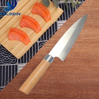 Couteau de chef japonais professionnel ultra-affûté de 8 pouces en acier inoxydable avec manche en bois pour la découpe en cuisine