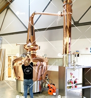 Alambic de distillation artisanal DYE 2000L à chaleur gazeuse en cuivre pour distilleries agricoles, pour la fabrication de brandy de fruits, gin et grappa