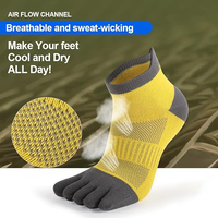 Chaussettes en coton pour hommes Chaussettes rembourrées à cinq doigts pour la course