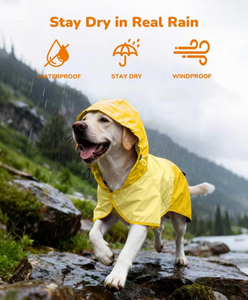 Imperméable pour chien avec capuche, veste de pluie à couverture étendue pour chiens, avec sangles pour les pattes, réfléchissant, trou pour laisse - Product Image 2