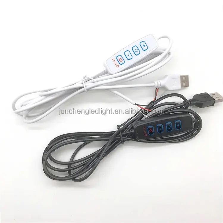 LED Strip Dimmer 3 Button USB Power Supply Cable Female Male Black Extension Light Chips bulb dimming cord USB switch dimmer