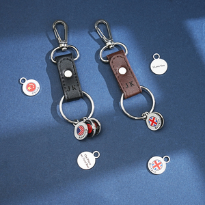 <span class=keywords><strong>Porte</strong></span>-clés Diy en cuir PU <span class=keywords><strong>Porte</strong></span>-clés en métal pour hommes et femmes d'affaires - Product Image 2