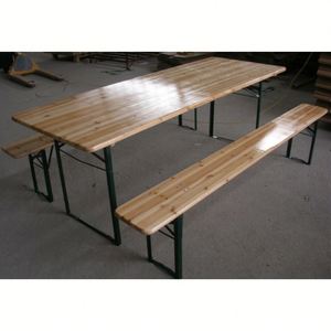 Table de pique-nique et banc pliants en bois massif, style moderne, pour extérieur, avec pieds pliants et finition grain de bois, idéale pour jardin et terrasse. - Product Image 5