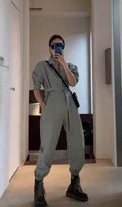 OEM Sportswear Fashion Style grigio manica lunga Cool Girl pagliaccetto <span class=keywords><strong>1</strong></span> pezzo tuta donna un pezzo Set <span class=keywords><strong>abbigliamento</strong></span> donna - Product Image 2