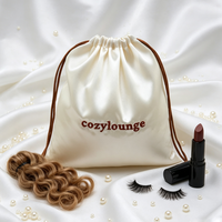 Sacs en satin personnalisés en gros pour extensions capillaires, pochettes en soie à cordon pour perruques, bijoux, cosmétiques, emballage anti-poussière avec logo