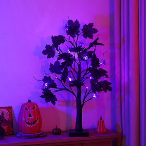 Luces LED de Árbol de Abedul Negro Miniatura de Mesa con Batería USB para Halloween, Luces LED de Árbol de Arce de 24 L, Luces de Árbol Púrpura y Naranja de 2 pies (60 cm) - Product Image 3
