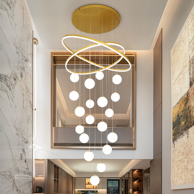 Smart Dimming Chandelier Villa Luxury Chandeliers for Living Room Modern Light Ring Pendant Lights Chandelier Circles