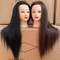 Tête de mannequin d'entraînement pour coiffure et maquillage, avec cheveux synthétiques résistants à la chaleur, 60 cm, cheveux raides, modèle économique pour l'exportation