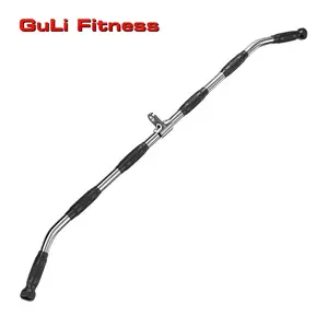 Multi Solid Lat Pull Down Bar 48" Lat Bar Cable Attachment Hand Grips Press Down Bar Gym Equipment with Rubber Silver & Black