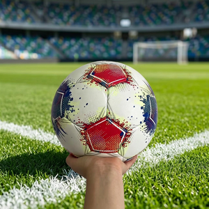 Balón de Fútbol con Patrón Geométrico Blanco, Azul y Negro, Balón de Fútbol Profesional para Partidos - Product Image 5
