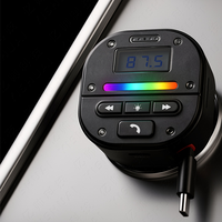 Pengisi Daya Mobil USB C, 20W Maks, Kabel Ganda, Tampilan Tegangan & LED |   Kabel USB-C Retraktil Ganda 76cm (29 inci) dengan BT/MP3