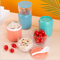 Boîte à lunch bento Double couche isolante en acier inoxydable 304, boîte à repas avec tasse pour céréales, style tendance