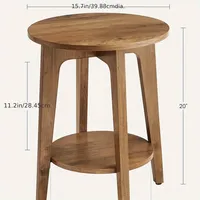 Table d'appoint ronde unique avec étagère inférieure spacieuse Table basse au design moderne Table de chevet de salon pour les petits espaces
