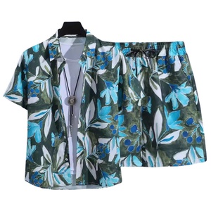 Ensemble chemise et pantalon décontracté pour homme, style hawaïen, en tissu tricoté respirant imprimé, idéal pour les vacances à la plage - Vente en gros - Product Image 3
