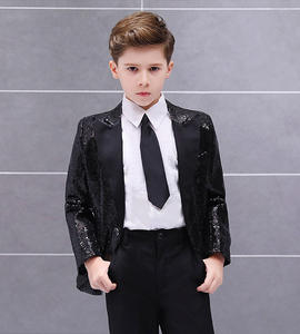 Traje de lentejuelas colorido para niños Danza Piano Actuación Niño Guapo Anfitrión Vestido de actuación brillante - Product Image 4