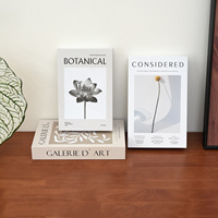 Boîte décorative rectangulaire en forme de faux livre à motif botanique français, en papier, pour ornement de meuble d'hôtel