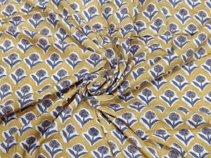 Tissu en voile de coton imprimé à la main avec motif floral indien, matière pour vêtements au mètre, pour la couture et l'artisanat - Product Image 1