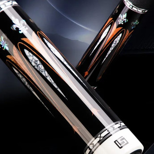 Omin Li Si Tyrant 2 Queue de billard de haute qualité en acier inoxydable à tête large, en érable sculpté noir, pour le billard américain (80-90 balles), six-quinze couleurs - Product Image 1