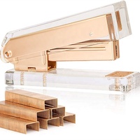 Agrafeuse standard manuelle claire acrylique or et or rose pour accessoires de bureau