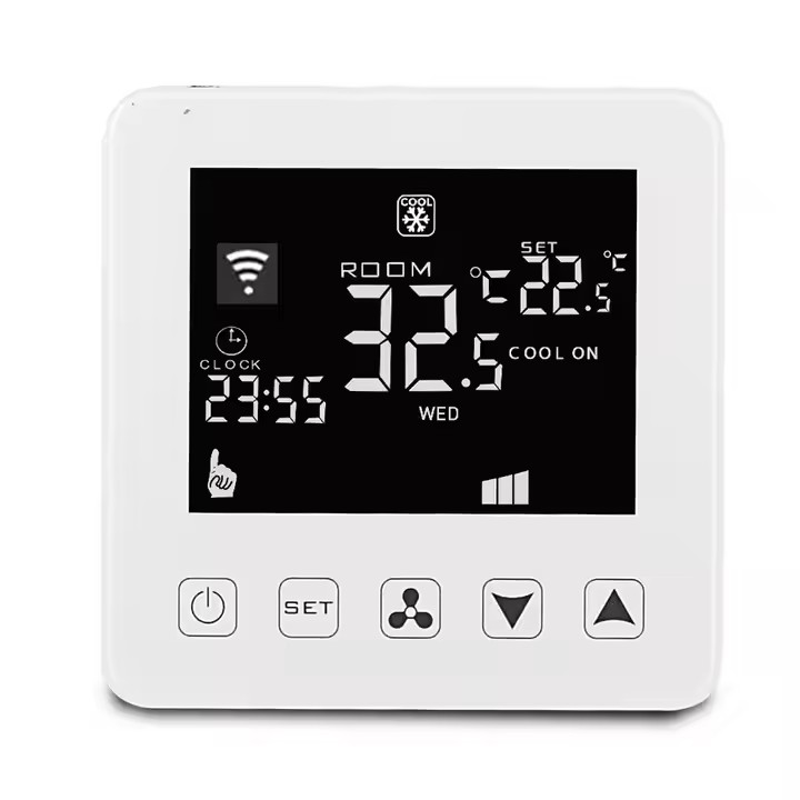 220V Digital Smart Room Thermostat with Modern Design RS485 HVAC FCU Programmable Heating System for Hotels