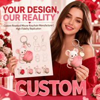 Op maat gemaakte roosknop muis sleutelhanger pluche sleutelhanger mascotte OEM ODM Valentijnsdag pluche fabrikant promotioneel zacht speelgoed knuffeldier