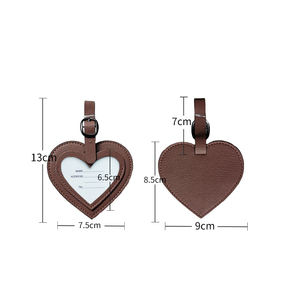 Étiquette de bagage en PU colorée, tendance et simple, en forme de cœur pêche, avec fonction anti-perte pour valise, cadeau à suspendre pour homme et femme - Product Image 4