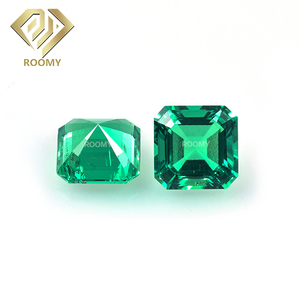 Piedra preciosa suelta creada hidrotermal Asscher corte esmeralda verde cultivada en laboratorio colombiano para joyería - Product Image 2