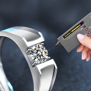 <span class=keywords><strong>Anelli</strong></span> Regolabili per Coppie in Argento Sterling 925 All'Ingrosso, Gioielli di Alta Qualità con Moissanite Taglio Rotondo VVS <span class=keywords><strong>D</strong></span> Gra 0.5ct 1ct per Innamorati - Product Image 5