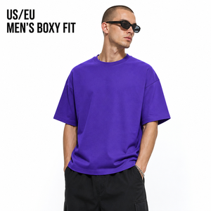 เสื้อยืดคอตตอนหนา 230GSM ทรงบ็อกซี่ แขนเสื้อแบบดรอปไหล่ สตรีทแวร์ผู้ชาย  ไม่มีลาย สีหลากหลายให้เลือก สั่งซื้อขั้นต่ำน้อย - Product Image 1