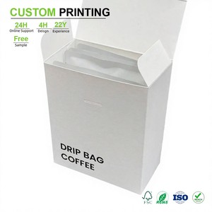 Boîte à café personnalisée à fente frontale, carton blanc minimaliste vertical pour sachets de café, emballage en gros pour marque de torréfaction - Product Image 1