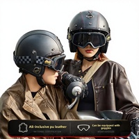 Casque de moto rétro certifié 3C GB811-2022A pour hommes et femmes, casque en cuir 3/4 transfrontalier, tailles M/L/XL