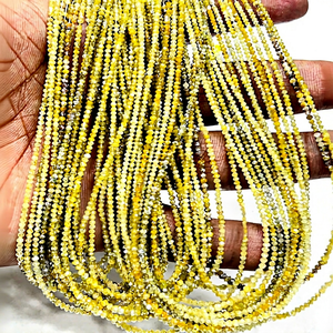 Perles Rondelles Facettées en Diamant Jaune Naturel, Fil de 15 Pouces, 2-3mm, Grade AAA, Perles Véritables de Luxe, pour la Fabrication de Bijoux Fins - Product Image 1