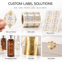 Étiquette de bouteille de brume corporelle OEM, film transparent, feuille d'or, autocollante, emballage cosmétique, étiquette en rouleau
