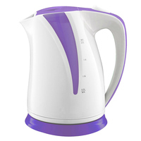 Bouilloire électrique à double paroi de 2,0 L, design incliné, blanc et bleu, intérieur en acier inoxydable 304, fenêtre de visualisation de l'eau, arrêt automatique, rotation à 360° °   Base, OEM