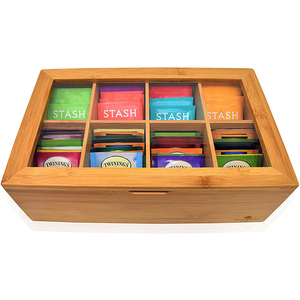 MI YU Bamboo Tea Storage Box Wood Tea Chest Organizer Natural Storage Boxes & Bins Modern Rectangle Bridge Shrink Wrap Flexible