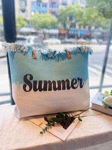 Borsa da Spiaggia Personalizzabile con Logo, Grande Capacità, Impermeabile, Decorazione con Nappine, Borsa <span class=keywords><strong>a</strong></span> Tracolla in Tela per Spiaggia e <span class=keywords><strong>Shopping</strong></span> - Product Image 5