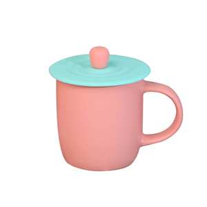Cerouky Ceramic Mug With Lid And Spoon <b>Macaron</b> Color Pair For Home Office Use - Product Image 3