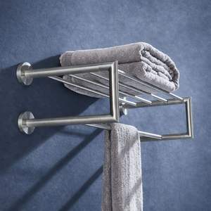 Ensemble de quincaillerie de salle de bain en acier inoxydable poli miroir, porte-serviettes carré de luxe et kit d'accessoires de douche pour hôtel et maison - Product Image 1