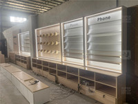 Présentoir mural en bois à Led pour téléphone portable, support de sol pour téléphone portable, présentoir d'accessoires pour l'électronique