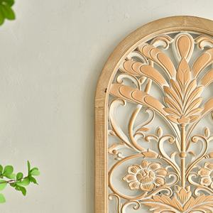 Décoration murale en bois pour salon, design moderne rustique, motif floral, amovible, écologique, personnalisable - Product Image 5