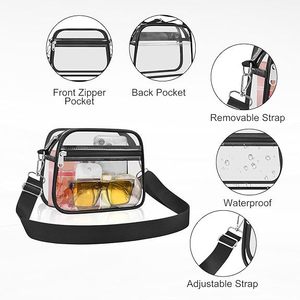 <span class=keywords><strong>Sac</strong></span> bandoulière transparent en PVC pour le sport et les activités de plein air, avec fermeture éclair, étanche, portable, design détachable - Product Image 2