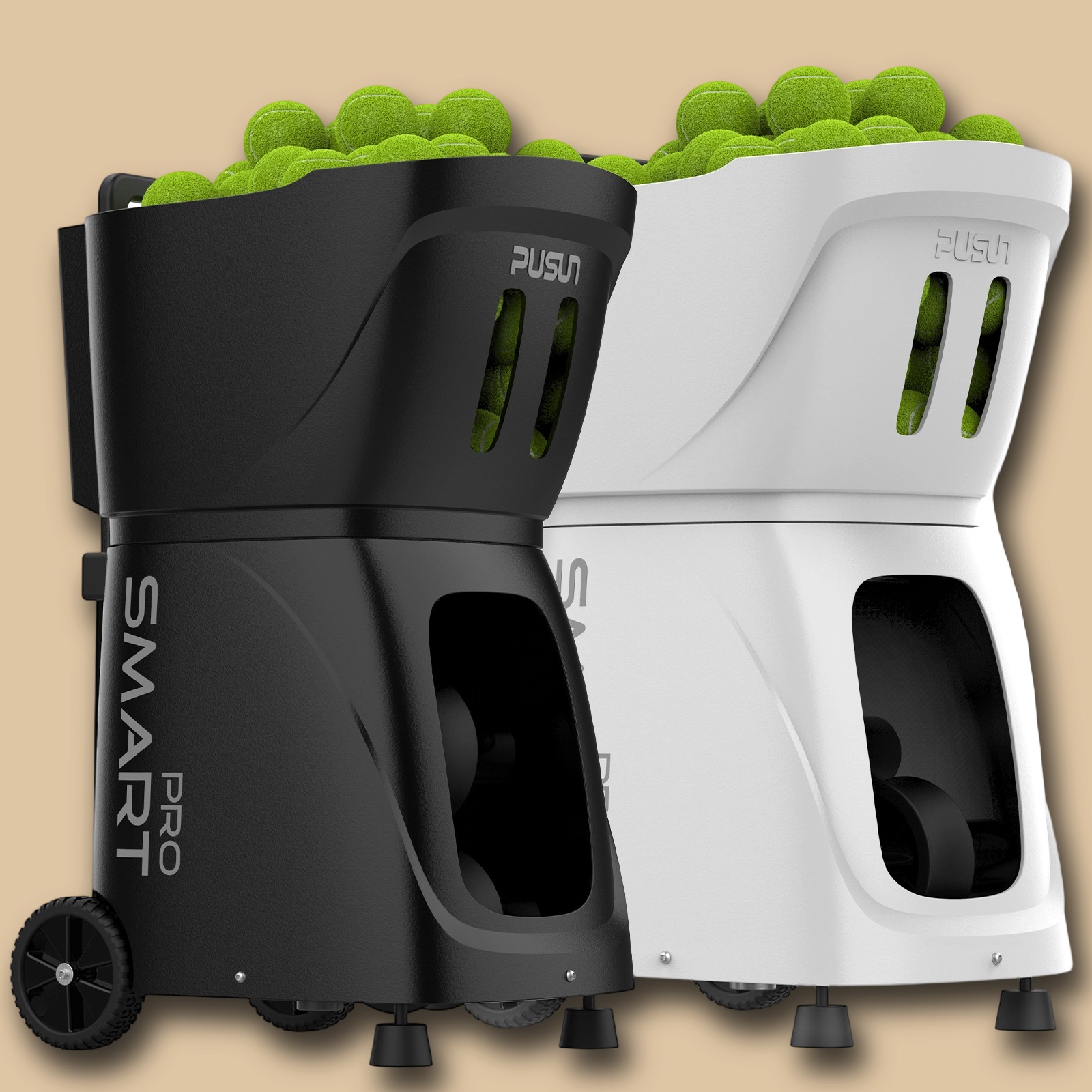 PUSUN PT Smart Pro Programmable Tennis Ball Machine with Smartphone App Random Oscillation Spin Control and Long Battery Life