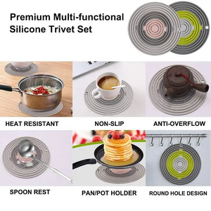 3 in 1 tovagliette rotonde Hot pad presine calde <span class=keywords><strong>poggia</strong></span> cucchiaio 3 in 1 tappetino in Silicone - Product Image 2