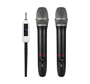 Dos Micrófonos Inalámbricos UHF de Condensador, Micrófono Inalámbrico <span class=keywords><strong>Profesional</strong></span> de Mano para Cantar en Iglesias y Karaoke - Product Image 1