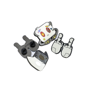 Pins de solapa personalizados de aleación de zinc con diseño de robot conejo y dedo medio, estilo cultura anime, con cierre de goma - Product Image 5