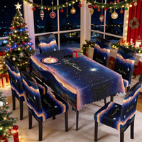 Ensemble de housses de table et de protège-chaises style galaxie aurore pour Noël, prix d'usine, pour la décoration de salle à manger des fêtes, vente en gros