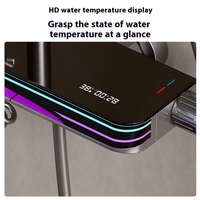 Système de douche mural numérique en aluminium pour salle de bain, avec cascade, pluie, fonction piano et massage doux