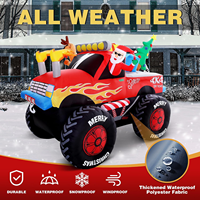Camion monstre gonflable de Noël de 8 pieds avec Père Noël, sapin de Noël, lumière LED, Noël pour la cour, la pelouse, la maison, la décoration extérieure