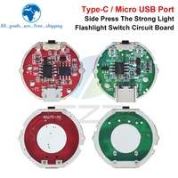 Carte de circuit imprimé pour lampe torche à lumière forte à pression latérale Micro USB / TYPE-C USB, interrupteur à trois vitesses, accessoires de carte de circuit imprimé, 10 W